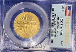 2011 25th Anniversary $25 American Gold Eagle 1/2 oz PCGS MS-70 First Strike