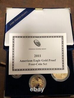 2011 W 4 Coin Proof Gold American Eagle Set $50 $25 $10 $5