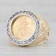 2012 American Eagle 1/10oz Coin Ring 10k 22k Gold 0.40ctw Diamond Bezel Sz 11
