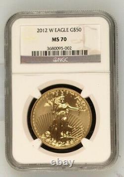 2012 W. Gold $50 Burnished Eagle. NGC Graded MS70. SCARCE Low Mint. CV- $4250.00