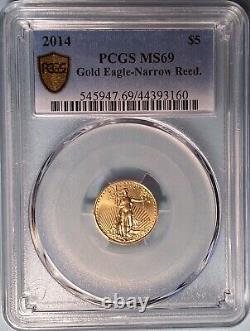 2014 Narrow Reed Key Date 1/10 OZ. Gold American Eagle PCGS MS69 35 Graded