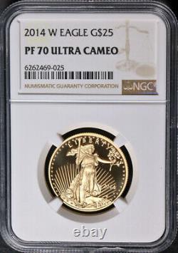 2014-W Gold American Eagle $25 NGC PF70 Ultra Cameo Brown Label STOCK