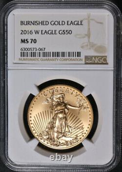 2016-W Gold American Eagle $50 Burnished NGC MS70 Brown Label
