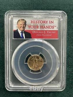 2017 $5 Gold American Eagle? Pcgs Ms-70? 1/10 Donald Trump History Your Hands