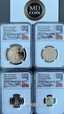 2017 W American Gold Eagle Proof 4 pc Year Set NGC PF70 FDOI Mike Castle