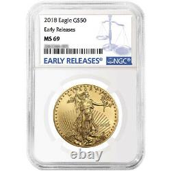 2018 $50 American Gold Eagle 1 oz NGC MS69 ER Blue Label