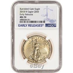 2018-W American Gold Eagle Burnished 1 oz $50 NGC MS70 Early Releases