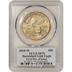 2018-W American Gold Eagle Burnished 1 oz $50 PCGS SP70 First Day St Gaudens