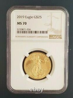 2019 $25 Gold American Eagle 1/2 oz NGC MS70