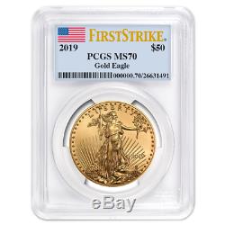 2019 $50 American Gold Eagle 1 oz. PCGS MS70 First Strike Flag Label