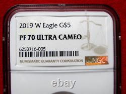 2019 W $5 1/10 Oz Gold Eagle Ngc Pf 70 Ultra Cameo Item #005