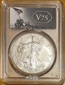 2020 $1 Uncirculated Silver Eagle FIRST STRIKE Gold Shield V75 PCGS MS69