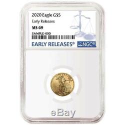 2020 $5 American Gold Eagle 1/10 oz. NGC MS69 Blue ER Label