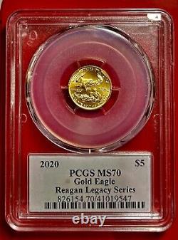 2020 $5 Pcgs Gold Eagle Reagan Legacy Gaudens 75 Years Since End Ww2 Ms70 # Imb