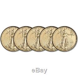 2020 American Gold Eagle 1/10 oz $5 BU Five 5 Coins