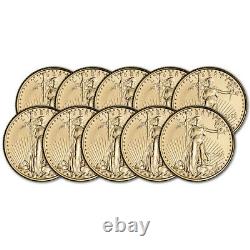 2020 American Gold Eagle 1/10 oz $5 BU Ten 10 Coins