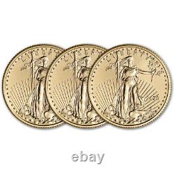 2020 American Gold Eagle 1/4 oz $10 BU Three 3 Coins