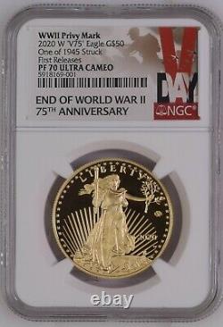 2020 End of World War II 75th Anniversary American Eagle Gold PF70 ULTRA CAMEO