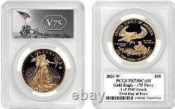 2020-W 1 OZ Gold Eagle V75 Privy PR70 PCGS 1 of 1945 Struck First Day of Issue