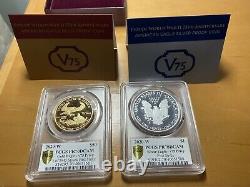 2020-W End of WWII V75 $50 American Gold Eagle & $1 Silver Eagle PR70DCAM PCGS
