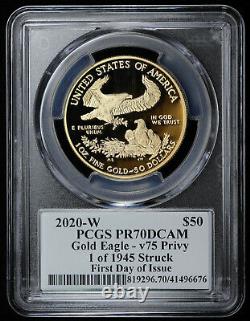 2020-W Proof $50 American Gold Eagle WWII 75th PCGS PR70DCAM First Day Issue V75