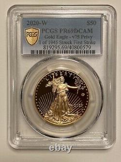 2020-W V75 Gold WWII Privy PCGS PR69DCAM First Strike Coin 20XE Eagle 1 of 1945