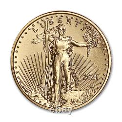 2021 1/10 Oz Gold American Eagle Coin Brilliant Uncirculated (Type1 or 2) with C