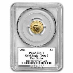 2021 1/10 oz American Gold Eagle MS-70 PCGS (FS, Black, Type 2)