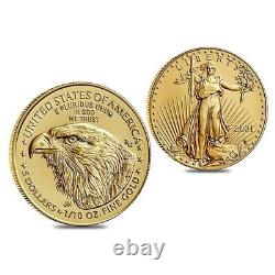 2021 1/10 oz Gold American Eagle $5 Coin BU Type 2