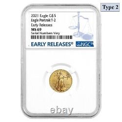 2021 1/10 oz Gold American Eagle Type 2 NGC MS 69 Early Releases