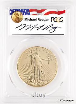 2021 $50 1 oz Gold American Eagle PCGS MS70 First Day of Issue Reagan Legacy