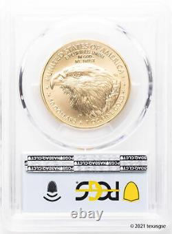 2021 $50 Gold American Eagle Type 2 PCGS MS70 First Day of Issue Flag Label