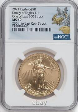 2021 $50 Gold Eagle Type 1 At Dusk & Dawn 35th Annv 236th To Last NGC MS69
