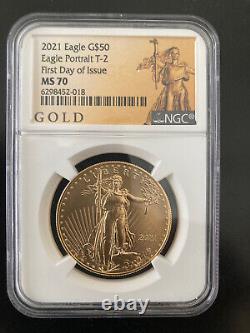 2021 $50 Type 2 American Gold Eagle 1 oz NGC MS70 FDI ALS Label