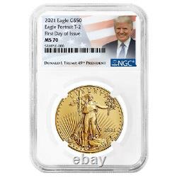 2021 $50 Type 2 American Gold Eagle 1 oz NGC MS70 FDI Trump Label