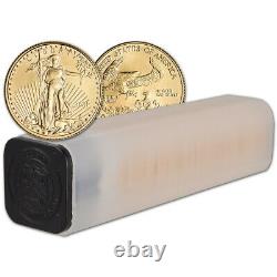 2021 American Gold Eagle 1/10 oz $5 1 Roll Fifty 50 BU Coins in Mint Tube