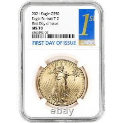 2021 American Gold Eagle Type 2 1 oz $50 NGC MS70 First Day Issue 1st Label