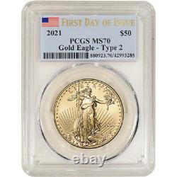 2021 American Gold Eagle Type 2 1 oz $50 PCGS MS70 First Day of Issue