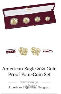 2021 Proof Gold Eagle Type 1 22k 4 Coin Fractional Set Last Year PREORDER