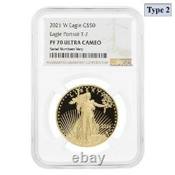 2021-W 1 oz $50 Proof Gold American Eagle Type 2 NGC PF 70 UCAM