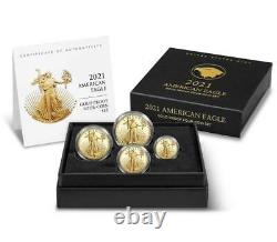 2021 W 4 Coin Set TYPE 2 AMERICAN GOLD EAGLE FDOI PROOF PCGS PR70 DCAM