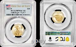 2021 W 4 Coin Set TYPE 2 AMERICAN GOLD EAGLE FDOI PROOF PCGS PR70 DCAM
