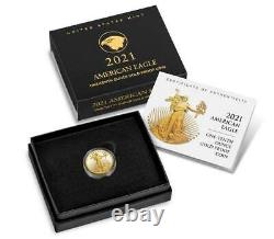 2021 W $5 1/10 Oz GOLD AMERICAN EAGLE PROOF COIN Type 2 Sealed in BOX IN STOCK