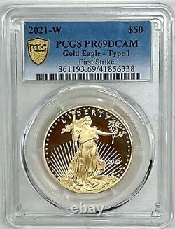 2021-W $50 AMERICAN EAGLE GOLD PROOF PCGS PR69DCAM Type 1 FIRST STRIKE