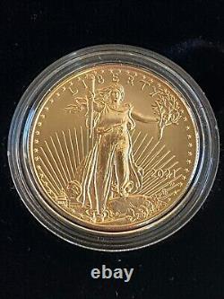 2021-W $50 American Gold Eagle 1 oz Fine Gold Burnished Coin OGP & COA 21EHN