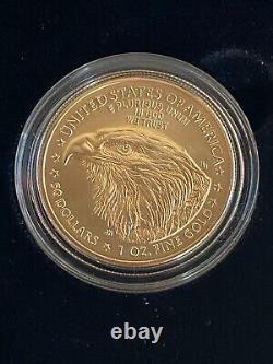 2021-W $50 American Gold Eagle 1 oz Fine Gold Burnished Coin OGP & COA 21EHN