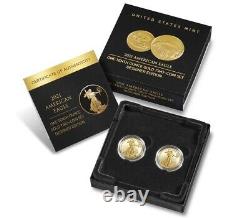 2021 W American Gold Eagle 1/10 oz Proof Two Coin Set Designer Edition in OGP