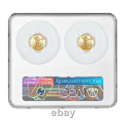 2021-W Proof T1 and T2 American Eagle 1/10 oz Gold Set Designer Edition NGC PF7