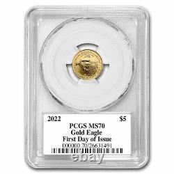 2022 1/10 oz American Gold Eagle MS-70 PCGS (First Day of Issue, Black Label)
