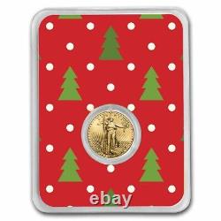 2022 1/10 oz American Gold Eagle withRed Christmas Trees Card SKU#255190